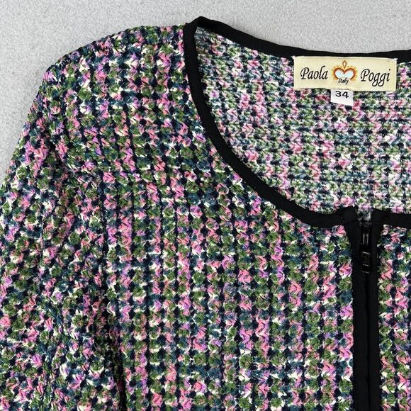 Paola Poggi Italy Knit Jacket Women’s 34 Multicolor Long Sleeve Round Neck - Picture 5 of 16